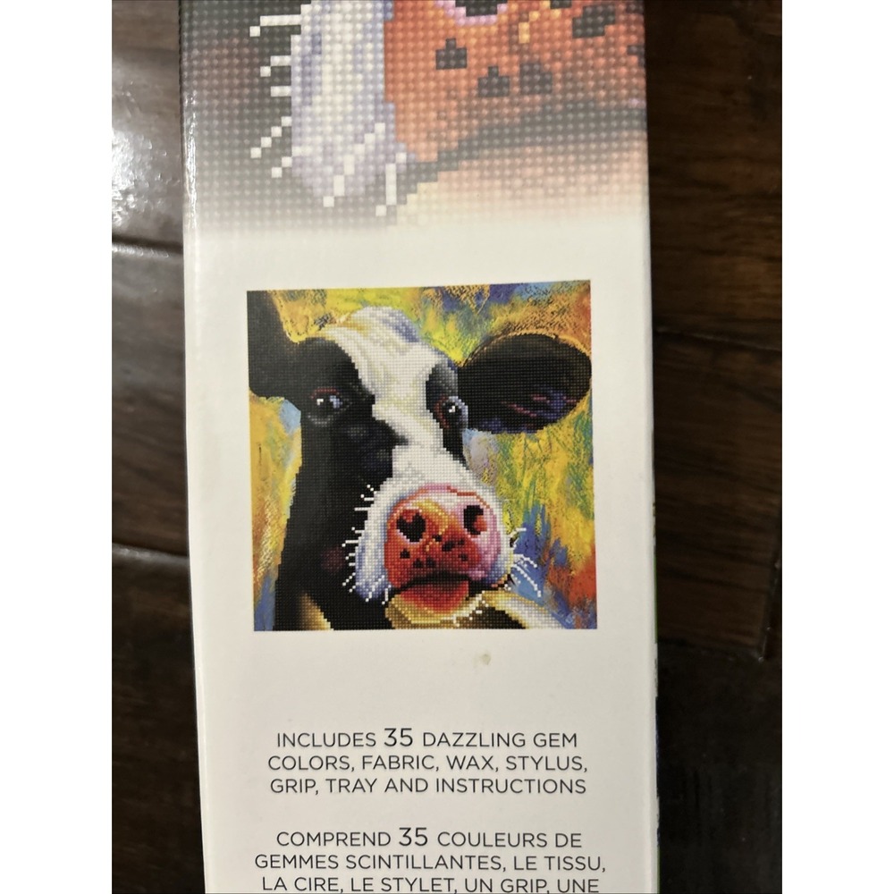 NEW ~ DIAMOND ART By LEISURE ART PAINTED COW KIT ~ INTERMEDIATE ~ 12" x 12"